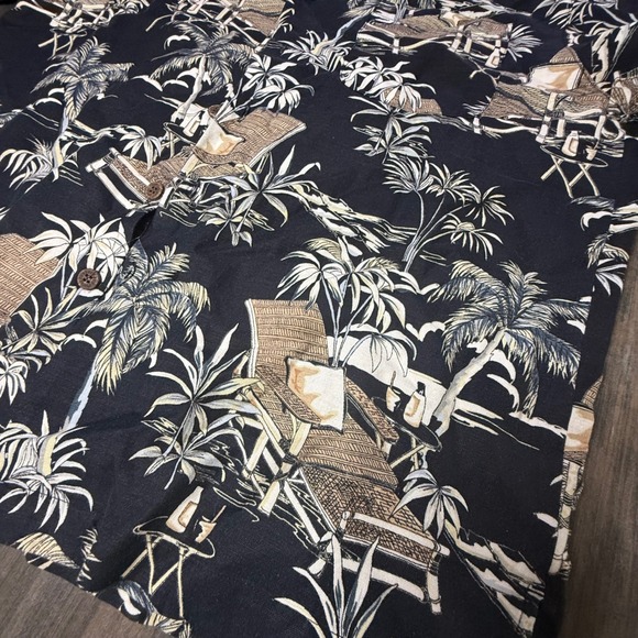 Caribbean Joe Mens Large Linen Blend Island Print Vacation Hawaiian Shirt‎ - Picture 2 of 3